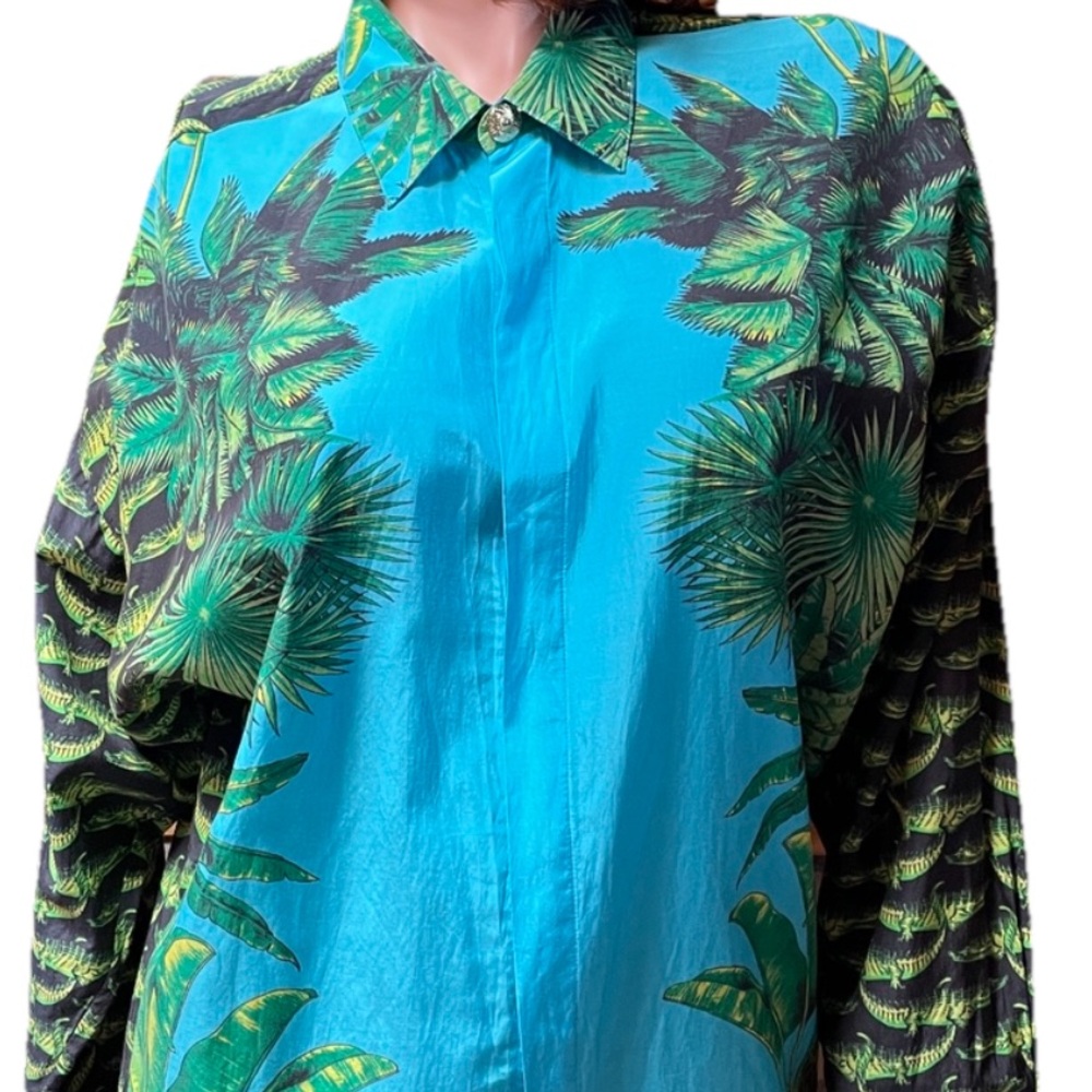 VERSACE  for H&M 2011 Collectible MIAMI Tropical Status Print SHIRT Medium EUC - Picture 9 of 16